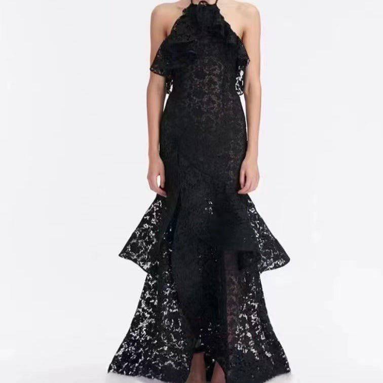 Elegantes Bandage-Maxikleid mit Diamanten – Bodenlang & Quadratkragen