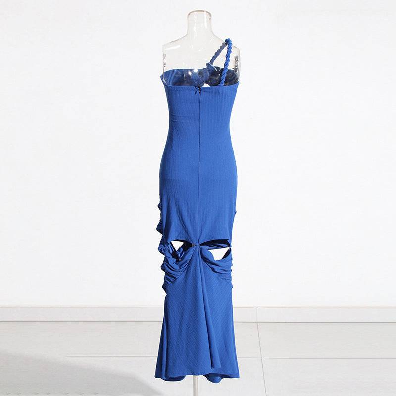 Elegantes Bandage-Maxikleid mit Diamanten – Bodenlang & Quadratkragen