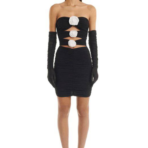 Produktbild von Elegantes Bandage-Maxikleid mit Diamanten – Bodenlang & Quadratkragen in XS, erhältlich bei Hot Fashionista