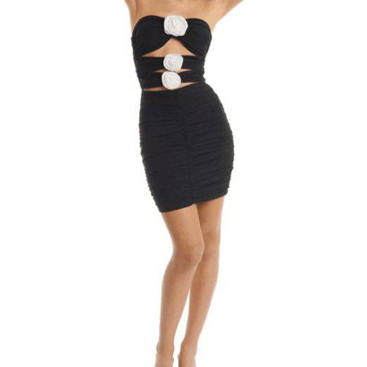 Elegantes Bandage-Maxikleid mit Diamanten – Bodenlang & Quadratkragen