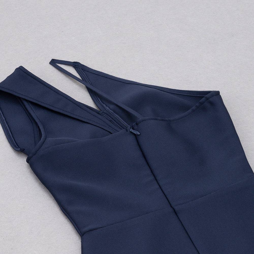Elegantes Bandage-Maxikleid mit Diamanten – Bodenlang & Quadratkragen