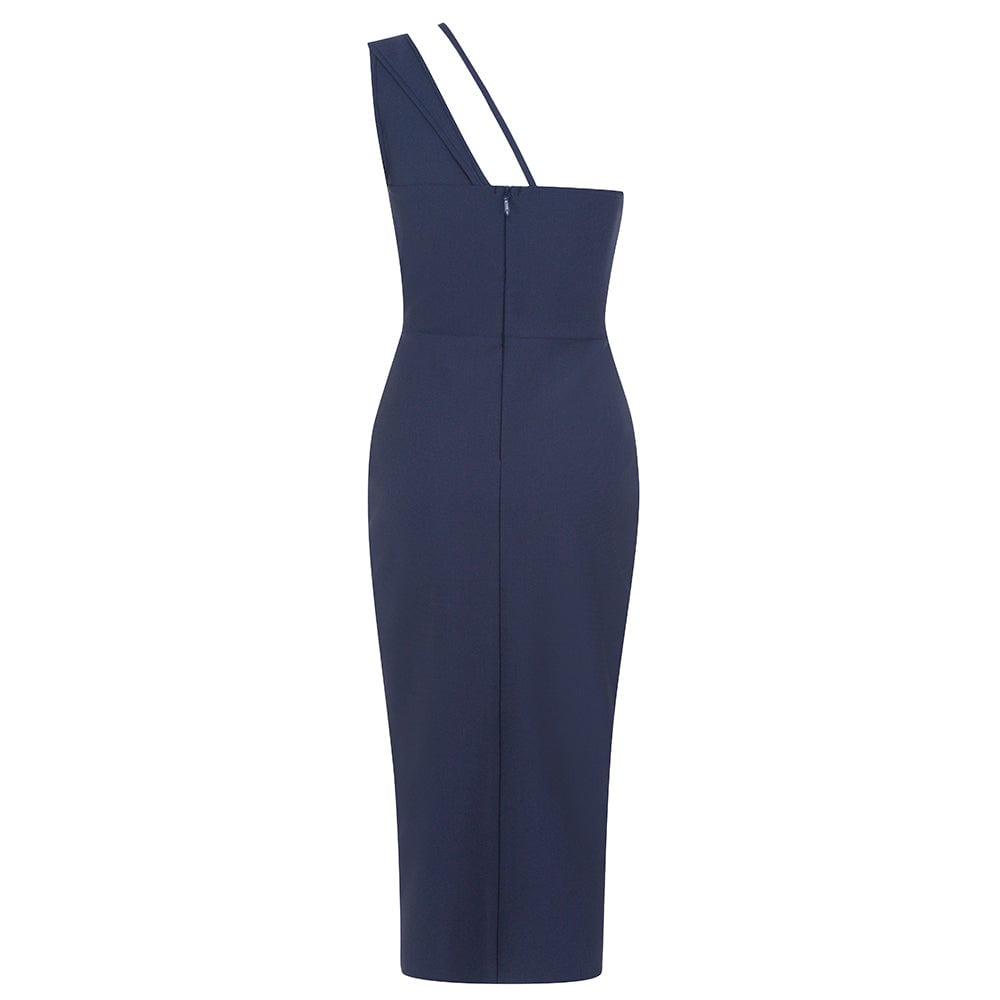 Elegantes Bandage-Maxikleid mit Diamanten – Bodenlang & Quadratkragen