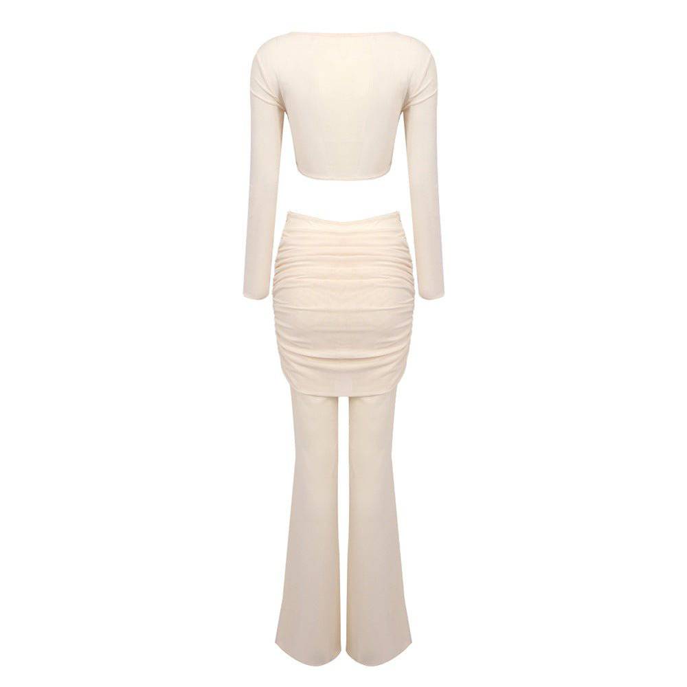 Elegantes Bandage-Maxikleid mit Diamanten – Bodenlang & Quadratkragen