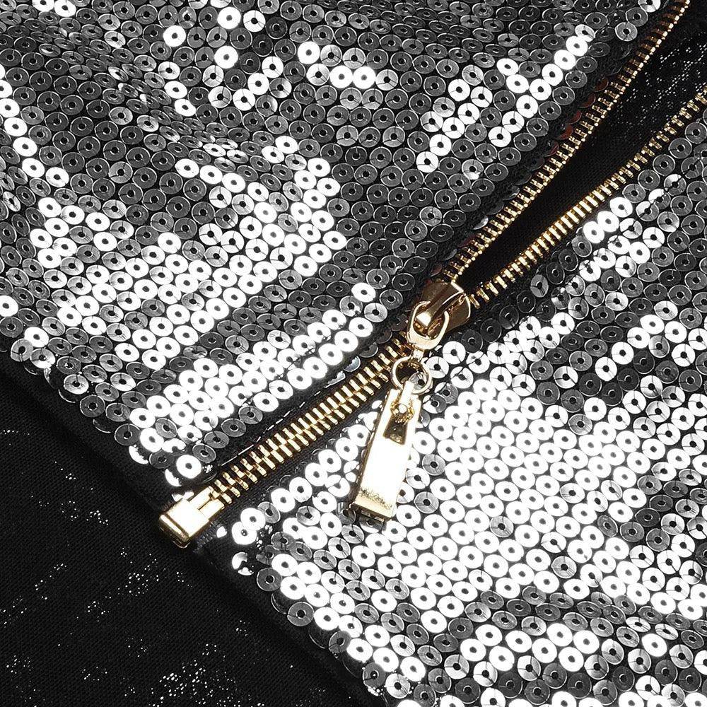 Elegantes Bandage-Maxikleid mit Diamanten – Bodenlang & Quadratkragen