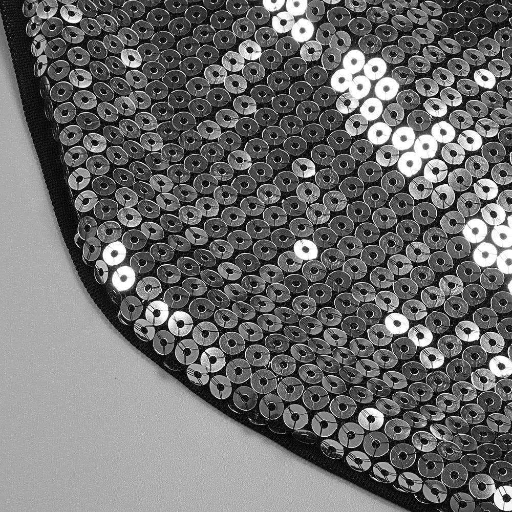 Elegantes Bandage-Maxikleid mit Diamanten – Bodenlang & Quadratkragen