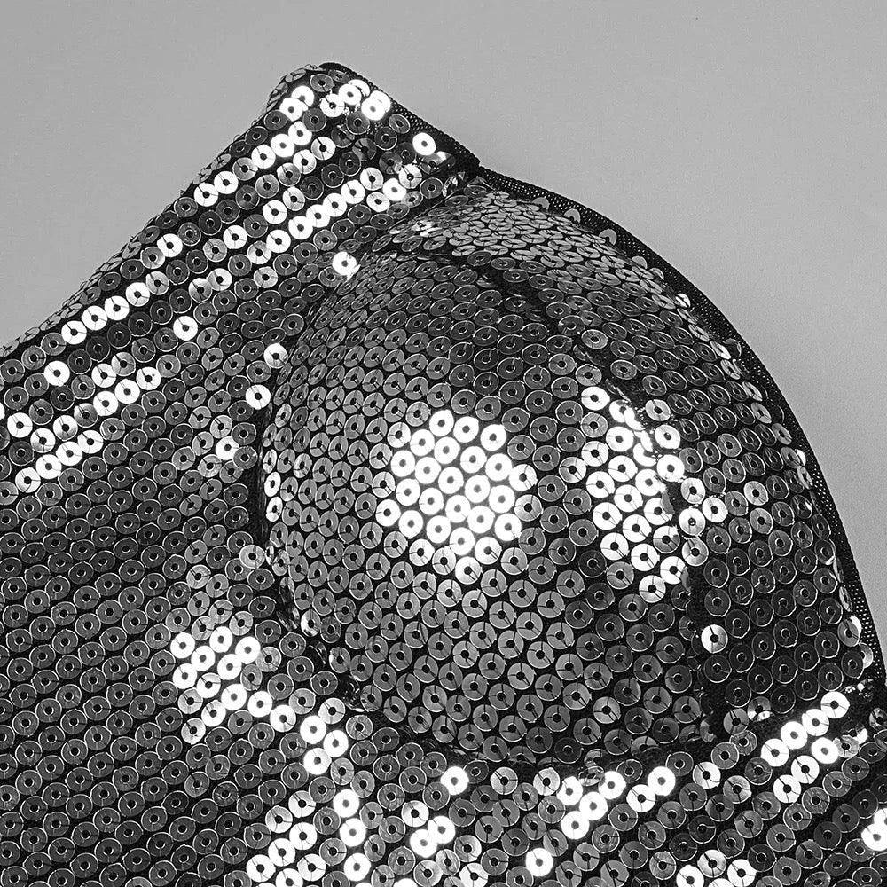 Elegantes Bandage-Maxikleid mit Diamanten – Bodenlang & Quadratkragen