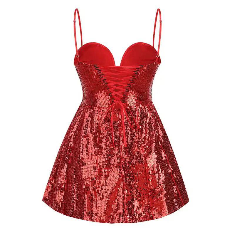 Elegantes Bandage-Maxikleid mit Diamanten – Bodenlang & Quadratkragen