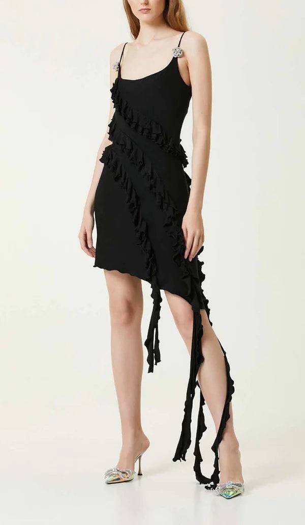 Elegantes Bandage-Maxikleid mit Diamanten – Bodenlang & Quadratkragen