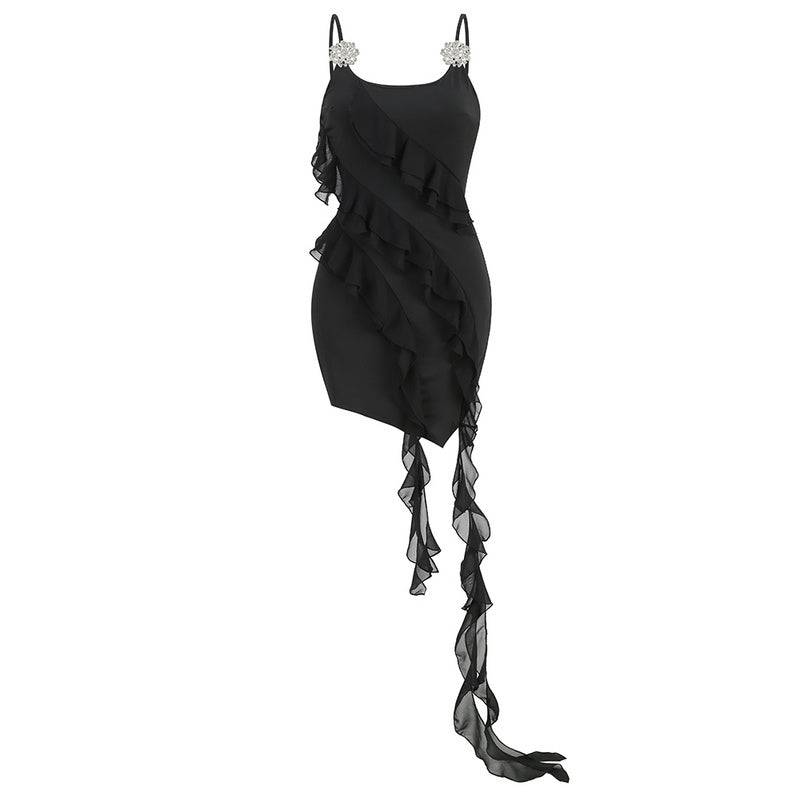 Elegantes Bandage-Maxikleid mit Diamanten – Bodenlang & Quadratkragen