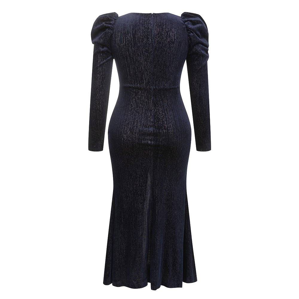 Elegantes Bandage-Maxikleid mit Diamanten – Bodenlang & Quadratkragen