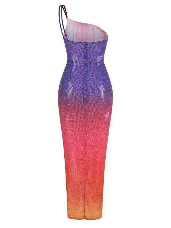Elegantes Bandage-Maxikleid mit Diamanten – Bodenlang & Quadratkragen