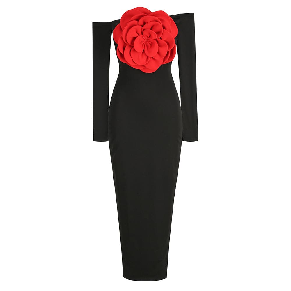 Elegantes Bandage-Maxikleid mit Diamanten – Bodenlang & Quadratkragen