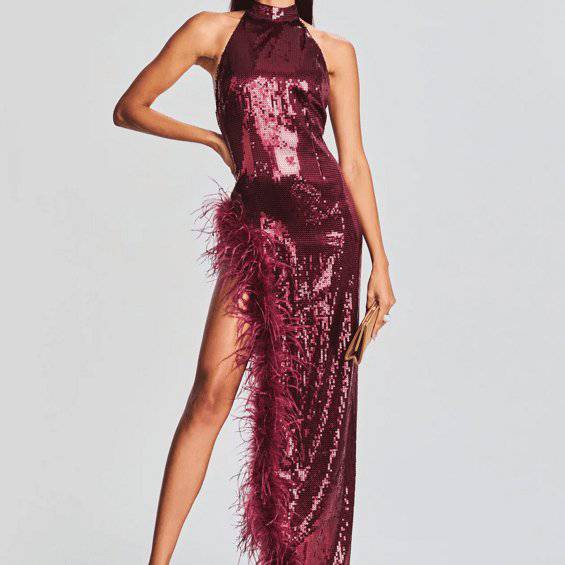 Produktbild von Elegantes Bandage-Maxikleid mit Diamanten – Bodenlang & Quadratkragen in S, erhältlich bei Hot Fashionista