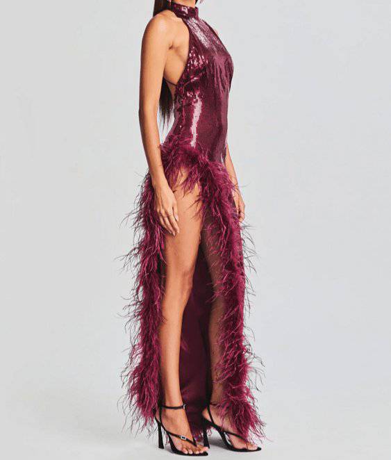 Elegantes Bandage-Maxikleid mit Diamanten – Bodenlang & Quadratkragen