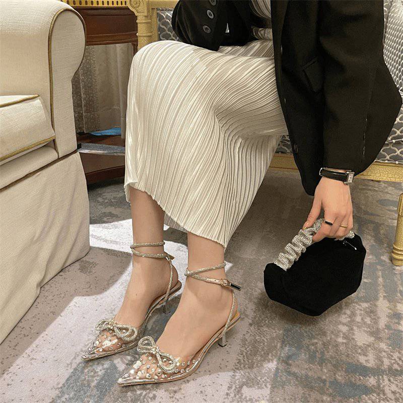 Elegantes Bandage-Maxikleid mit Diamanten – Bodenlang & Quadratkragen