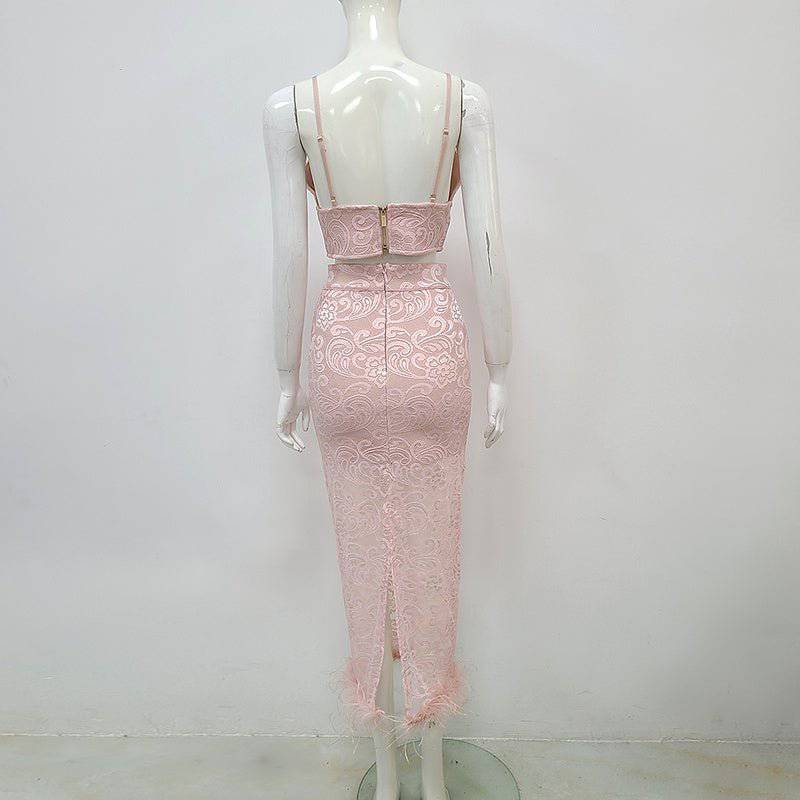 Elegantes Bandage-Maxikleid mit Diamanten – Bodenlang & Quadratkragen