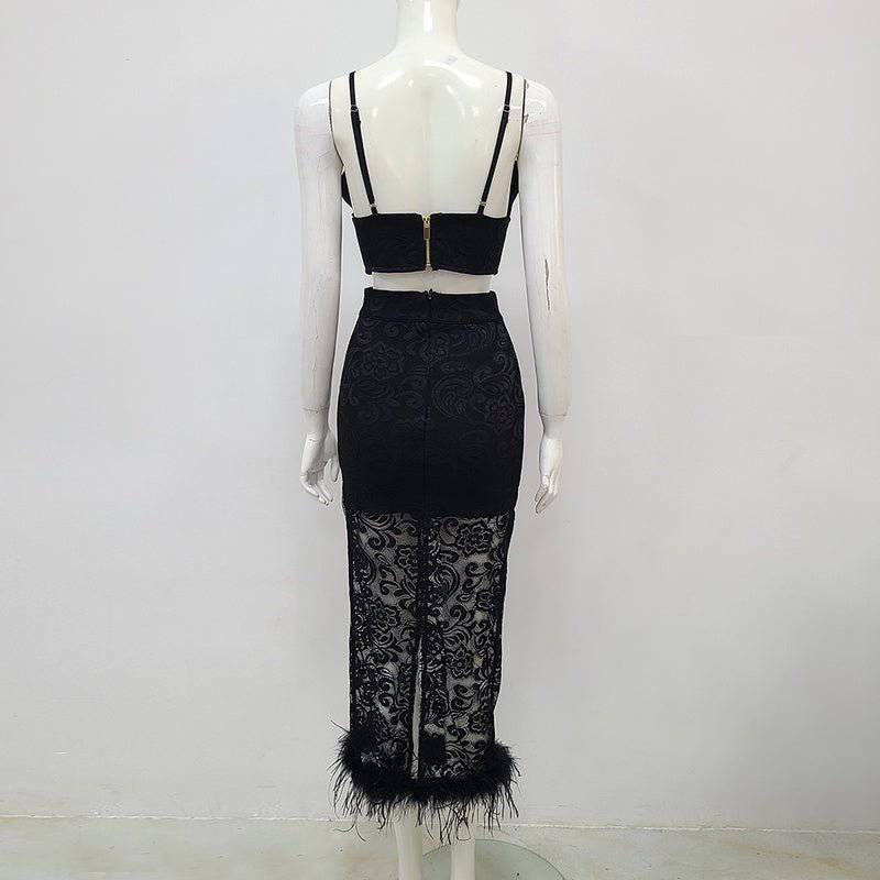 Elegantes Bandage-Maxikleid mit Diamanten – Bodenlang & Quadratkragen