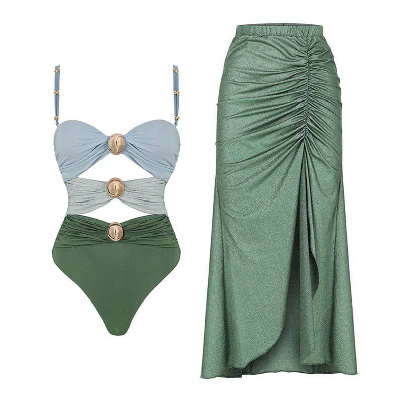 Elegantes Bandage-Maxikleid mit Diamanten – Bodenlang & Quadratkragen