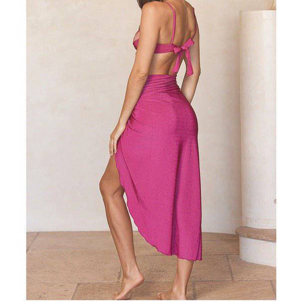 Elegantes Bandage-Maxikleid mit Diamanten – Bodenlang & Quadratkragen