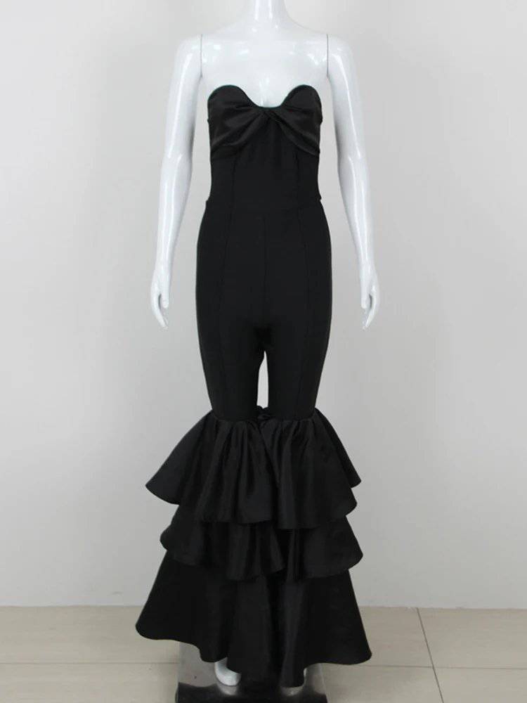 Elegantes Bandage-Maxikleid mit Diamanten – Bodenlang & Quadratkragen