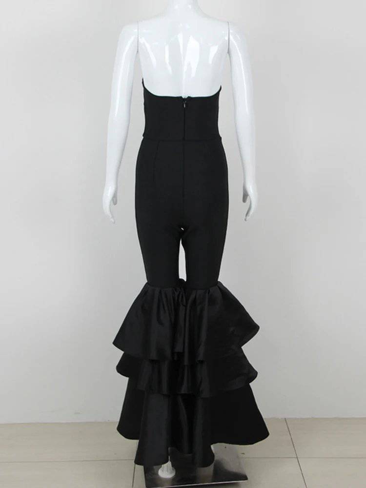Elegantes Bandage-Maxikleid mit Diamanten – Bodenlang & Quadratkragen