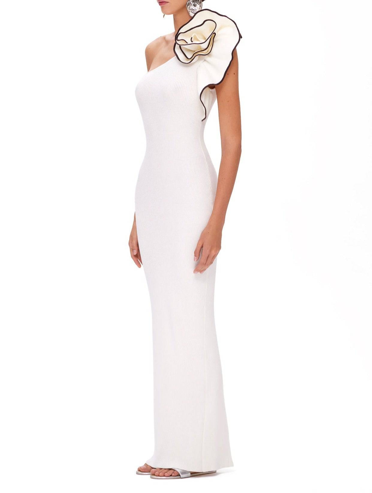 Elegantes Bandage-Maxikleid mit Diamanten – Bodenlang & Quadratkragen
