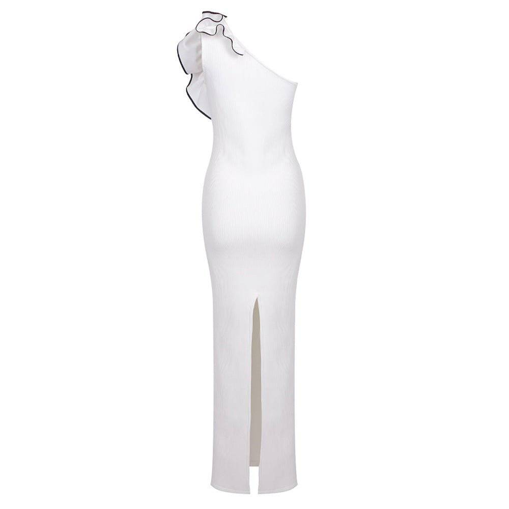 Elegantes Bandage-Maxikleid mit Diamanten – Bodenlang & Quadratkragen