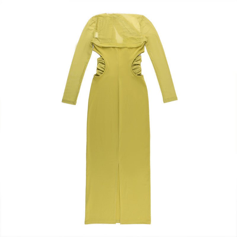 Elegantes Bandage-Maxikleid mit Diamanten – Bodenlang & Quadratkragen