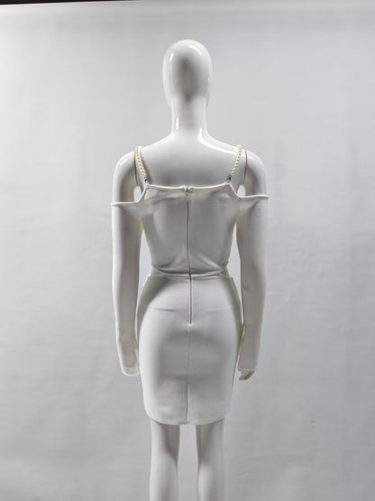 Elegantes Bandage-Maxikleid mit Diamanten – Bodenlang & Quadratkragen