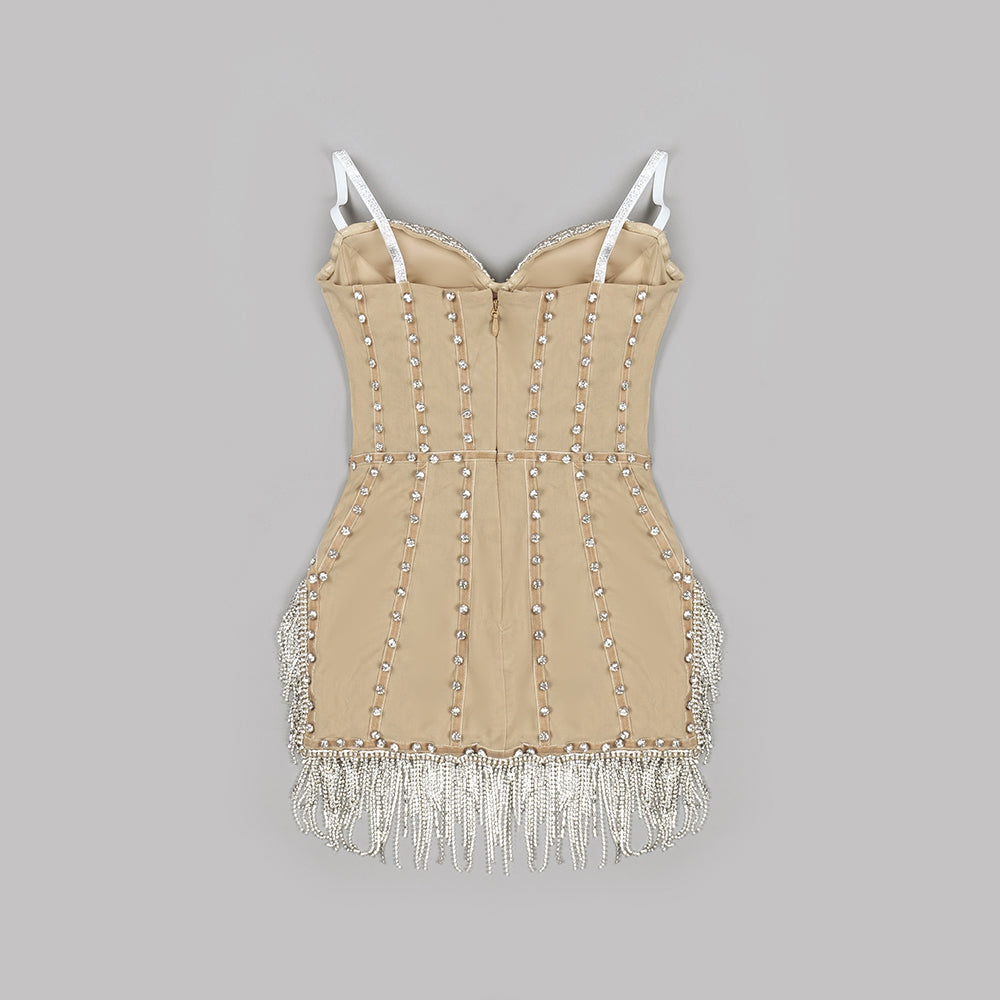 Elegantes Bandage-Maxikleid mit Diamanten – Bodenlang & Quadratkragen