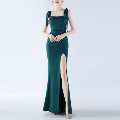Elegantes Bandage-Maxikleid mit Diamanten – Bodenlang & Quadratkragen
