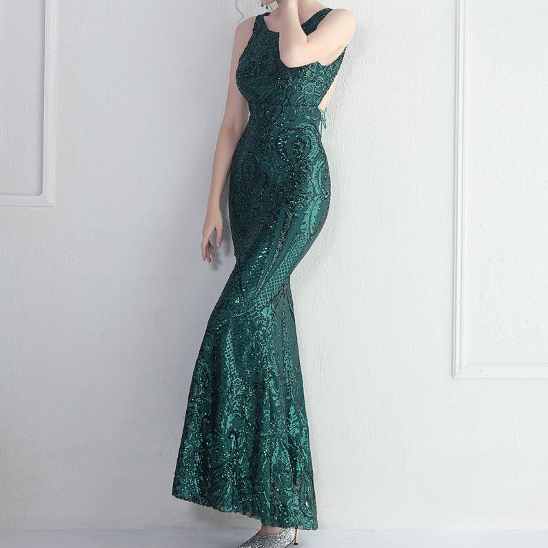 Elegantes Bandage-Maxikleid mit Diamanten – Bodenlang & Quadratkragen
