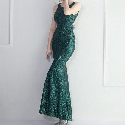 Elegantes Bandage-Maxikleid mit Diamanten – Bodenlang & Quadratkragen