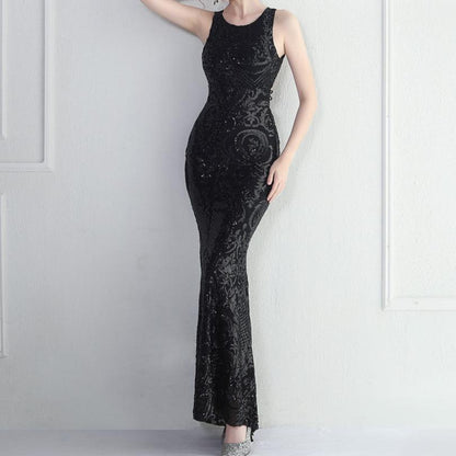 Elegantes Bandage-Maxikleid mit Diamanten – Bodenlang & Quadratkragen