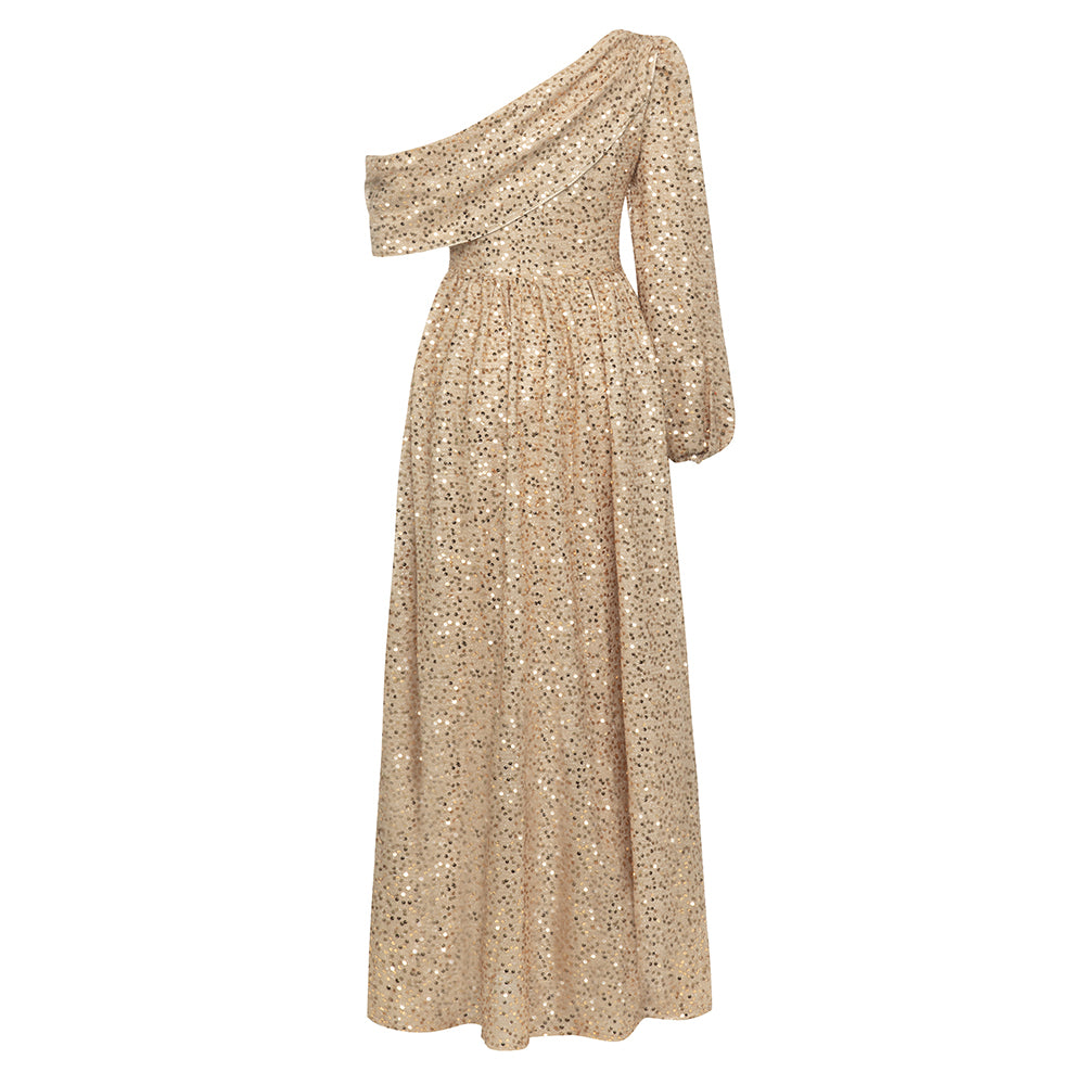 Elegantes Bandage-Maxikleid mit Diamanten – Bodenlang & Quadratkragen