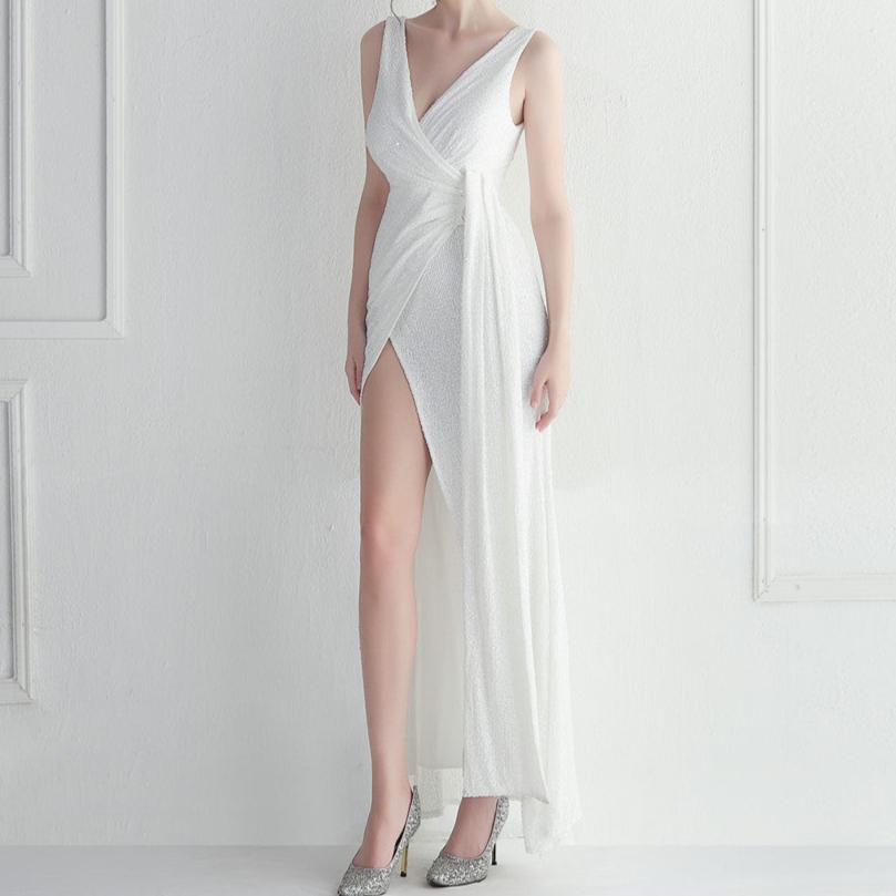 Elegantes Bandage-Maxikleid mit Diamanten – Bodenlang & Quadratkragen