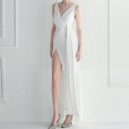 Elegantes Bandage-Maxikleid mit Diamanten – Bodenlang & Quadratkragen