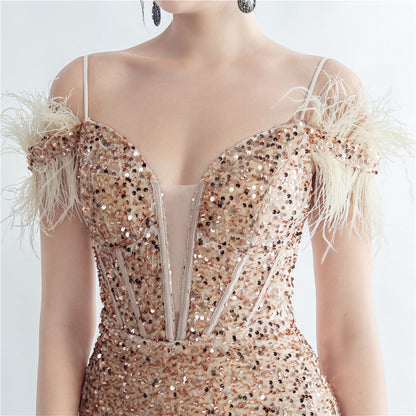 Elegantes Bandage-Maxikleid mit Diamanten – Bodenlang & Quadratkragen