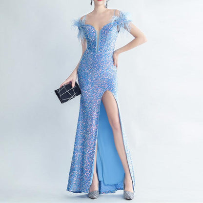 Elegantes Bandage-Maxikleid mit Diamanten – Bodenlang & Quadratkragen