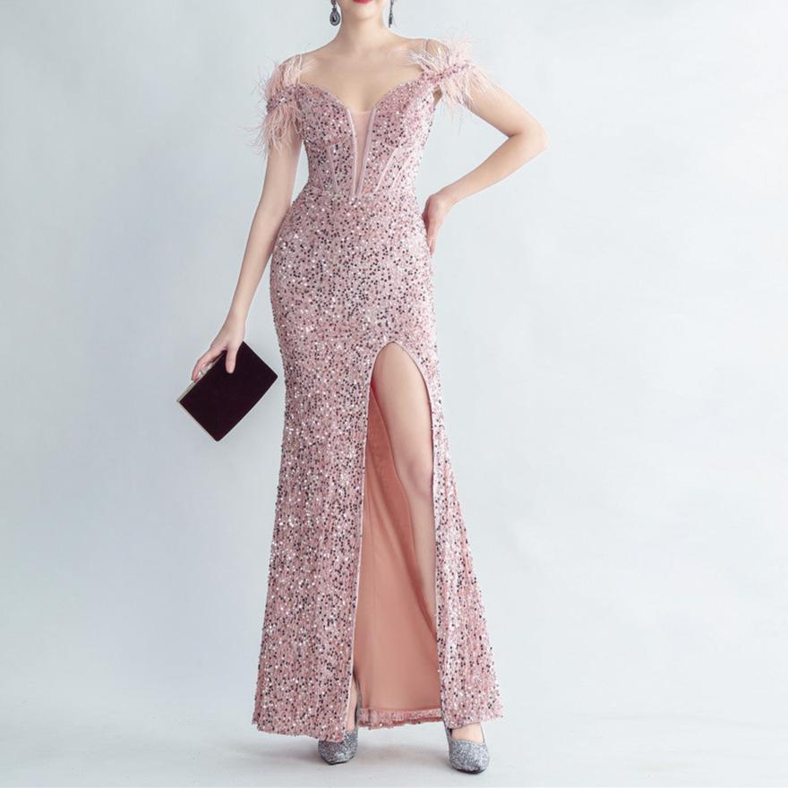 Elegantes Bandage-Maxikleid mit Diamanten – Bodenlang & Quadratkragen