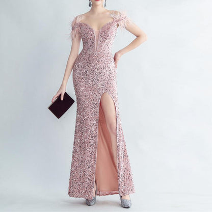 Elegantes Bandage-Maxikleid mit Diamanten – Bodenlang & Quadratkragen