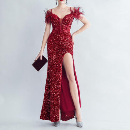 Elegantes Bandage-Maxikleid mit Diamanten – Bodenlang & Quadratkragen
