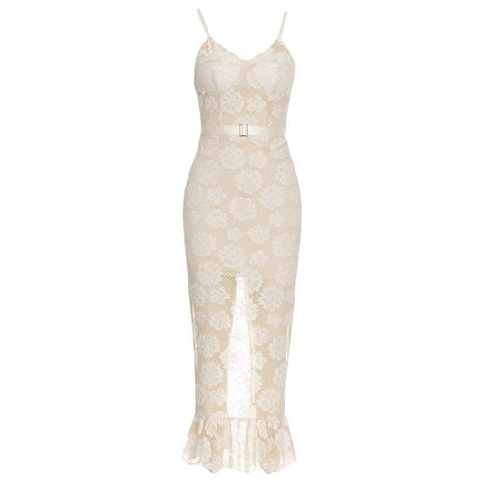 Produktbild von Elegantes Bandage-Maxikleid mit Diamanten – Bodenlang & Quadratkragen in xs, erhältlich bei Hot Fashionista