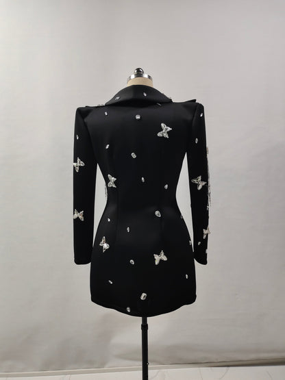 Elegantes Bandage-Maxikleid mit Diamanten – Bodenlang & Quadratkragen