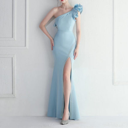 Elegantes Bandage-Maxikleid mit Diamanten – Bodenlang & Quadratkragen