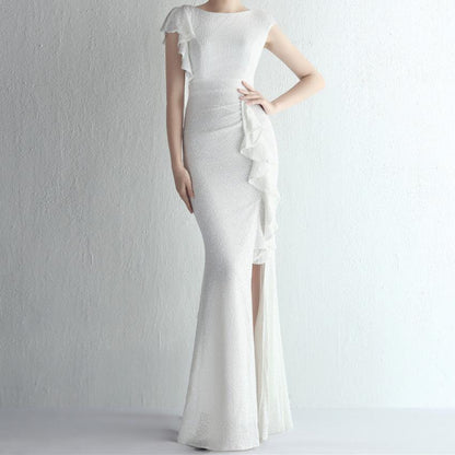 Elegantes Bandage-Maxikleid mit Diamanten – Bodenlang & Quadratkragen