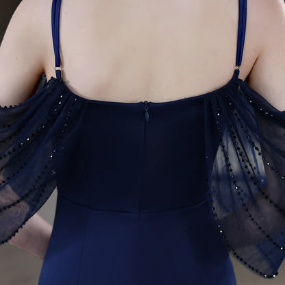 Elegantes Bandage-Maxikleid mit Diamanten – Bodenlang & Quadratkragen