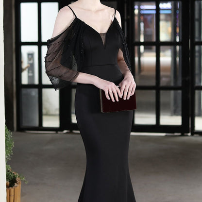 Elegantes Bandage-Maxikleid mit Diamanten – Bodenlang & Quadratkragen