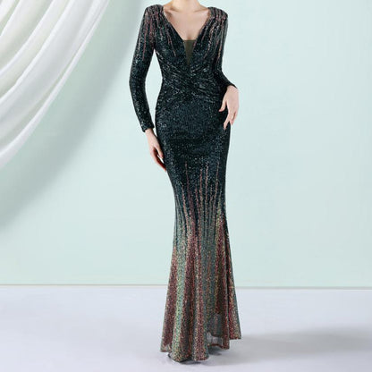 Elegantes Bandage-Maxikleid mit Diamanten – Bodenlang & Quadratkragen