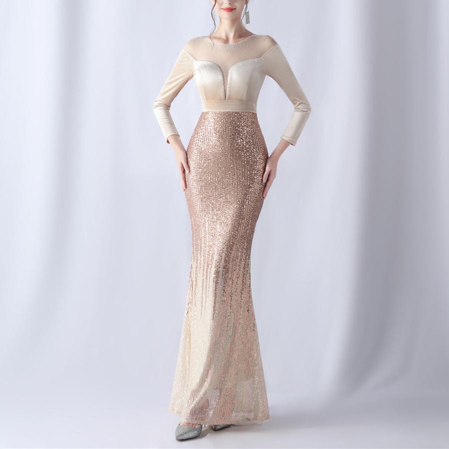 Produktbild von Elegantes Bandage-Maxikleid mit Diamanten – Bodenlang & Quadratkragen in gold, erhältlich bei Hot Fashionista